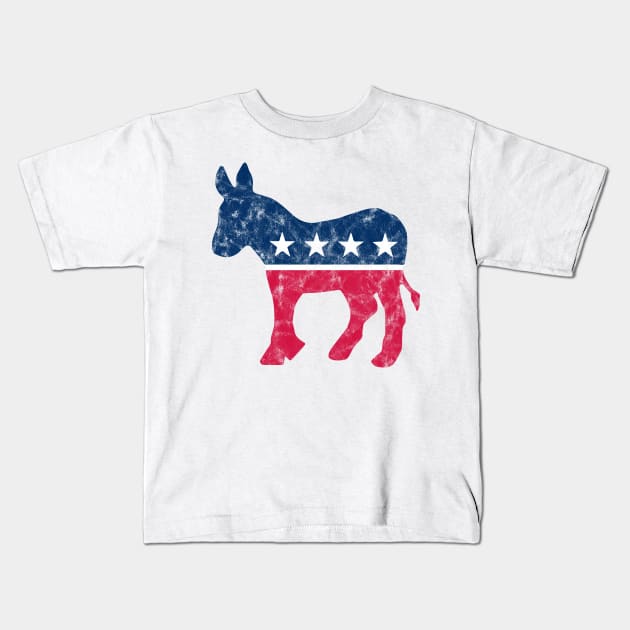 Vintage Democrat Donkey Logo Kids T-Shirt by albinochicken